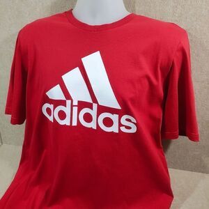 Adidas Men's Red Big Logo Short Sleeve T-Shirt #C